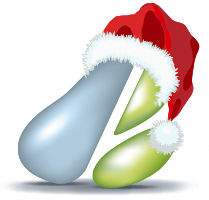 Pear logo wearing Santa hat